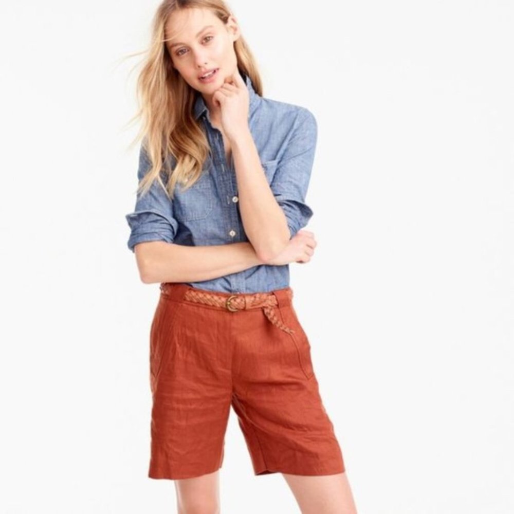 NWT J.Crew linen bermuda shorts spice size 10